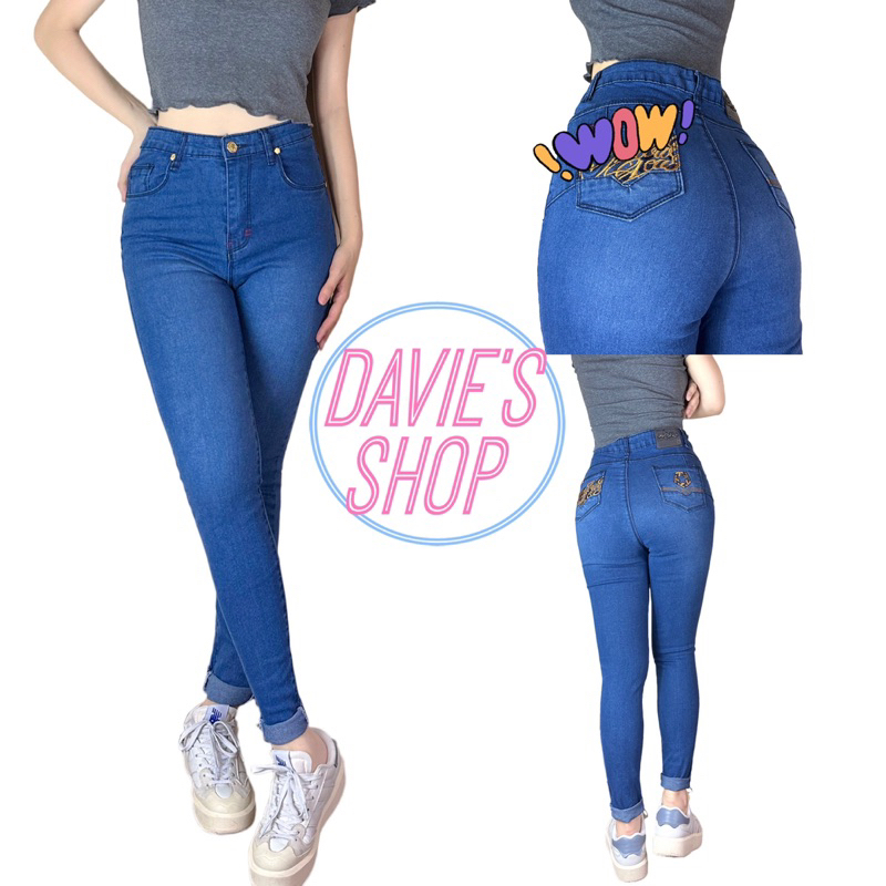 Super Sexy High Waist Denim Jeans Stretchable Skinny Jeans Denim Blue Maong Pants For Women 9121