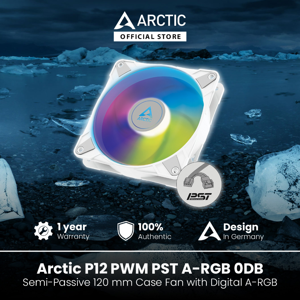Arctic P12 PWM PST ARGB White CPU FAN 120 mm Case Fan with digital A