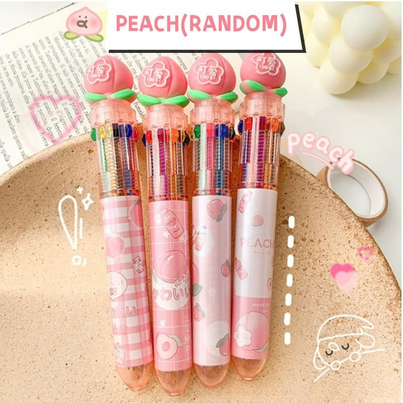 10 in1 Multicolor Cute Ballpen 10Colors Retractable Ballpoint Pens ...
