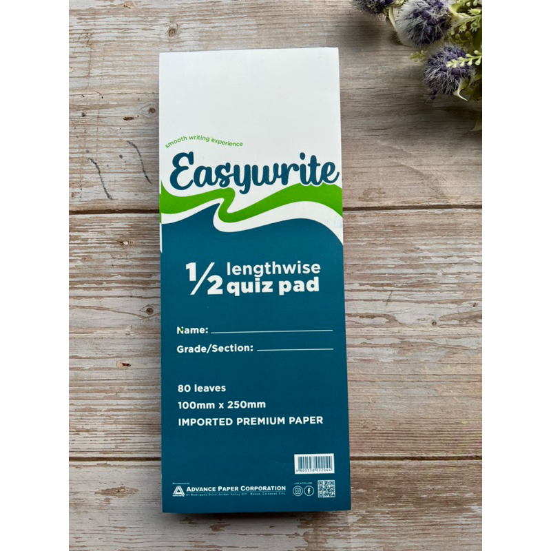 Easywrite 1/2 lengthwise Quiz Pad 80 Leaves (10 Pad) | Shopee Philippines