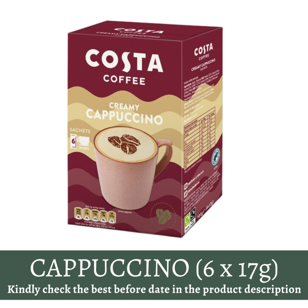 COSTA Instant Coffee - 6 sachets per box (Cappuccino, Salted Caramel ...