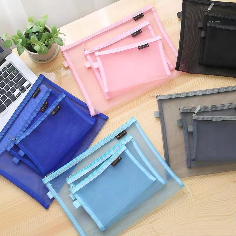 Transparent mesh pencil bag single/double layer large capacity ...