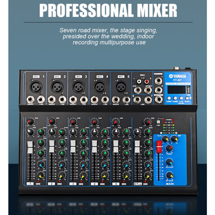 The Mixer Yamaha audio mixer 7 channel with bluetooth usb for dj play ...