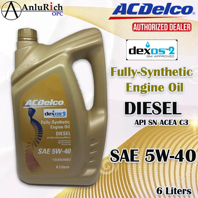 ACDelco Dexos 2 SAE 5W40 Fully Synthetic Engine Oil (DIESEL) 6Liters