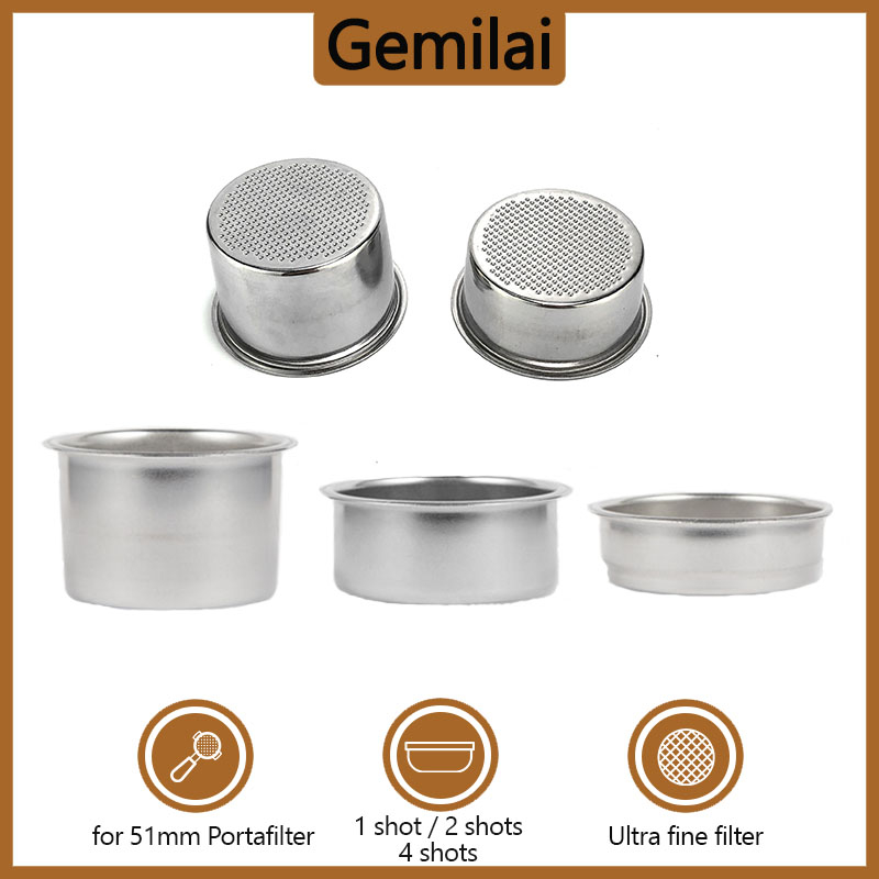 1 shot/2 shots/4 shots 51mm Portafilter Basket 304 Stainless Steel ...