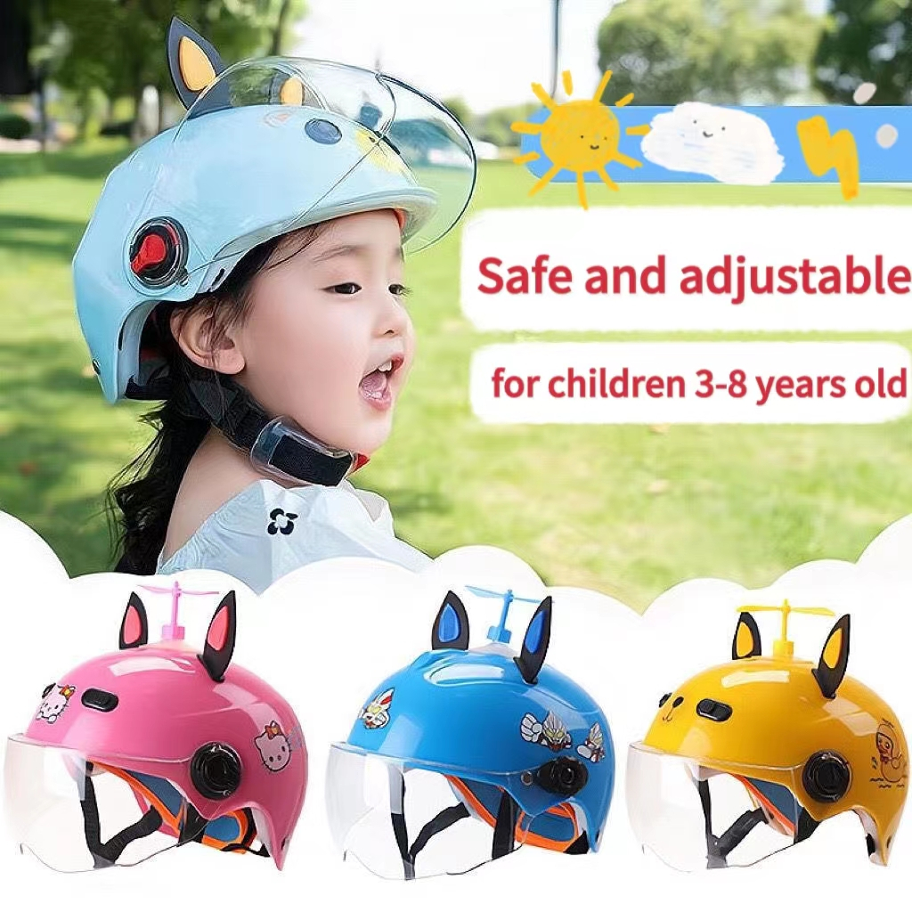 Boy and Girl Cartoon Motorcycle Helmet Adjustable Straps for 3-12 Years