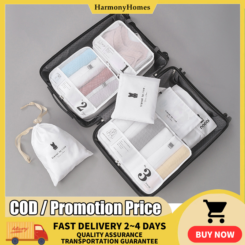 7 Pcs Set Compression Bags Packing Cubes Travel Luggage Storage Bags ...