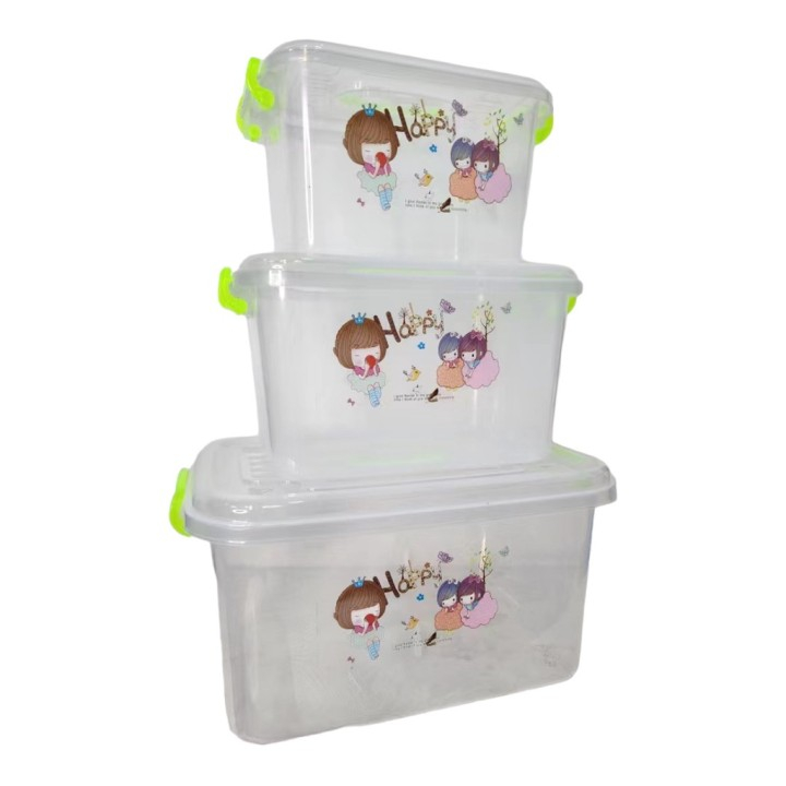 large capacity storage box with a handle and little plastic organizer ...