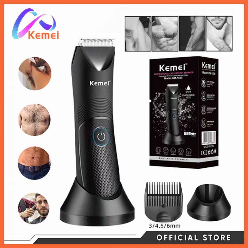 KE Kemei Groin Area Hair Trimmer Waterproof Wet Dry Clippers Pubic ...