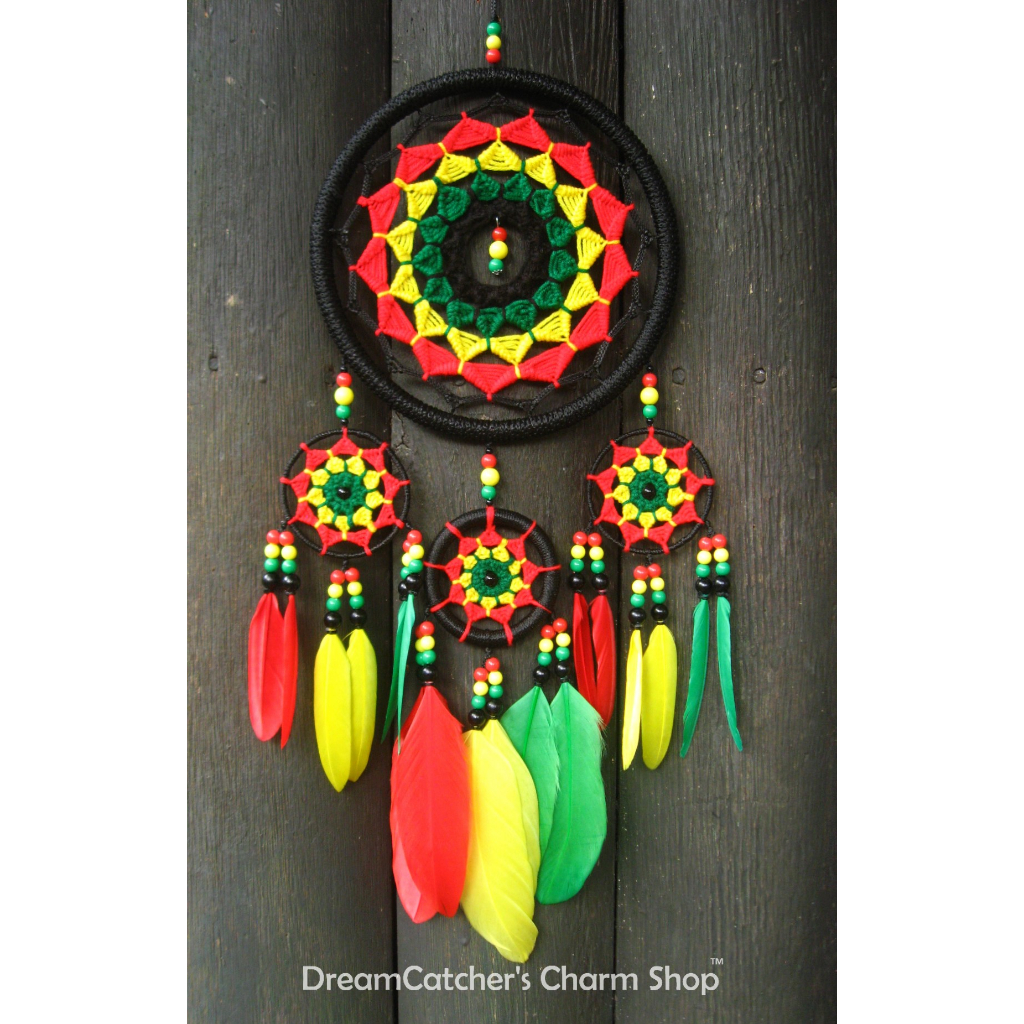 Large Rasta Dreamcatcher, Rasta Dream catcher, Rastafarian Dream catcher, Boho, hippie, Jamaican factory Decor, Nursery Decor,