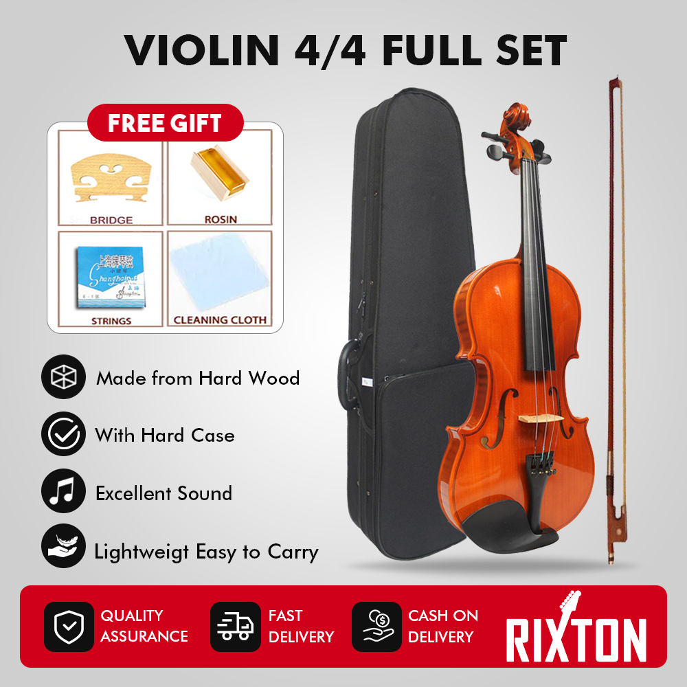 Rixton Music Professional Violin 4/4 Full Set of Rosin Free Packaging