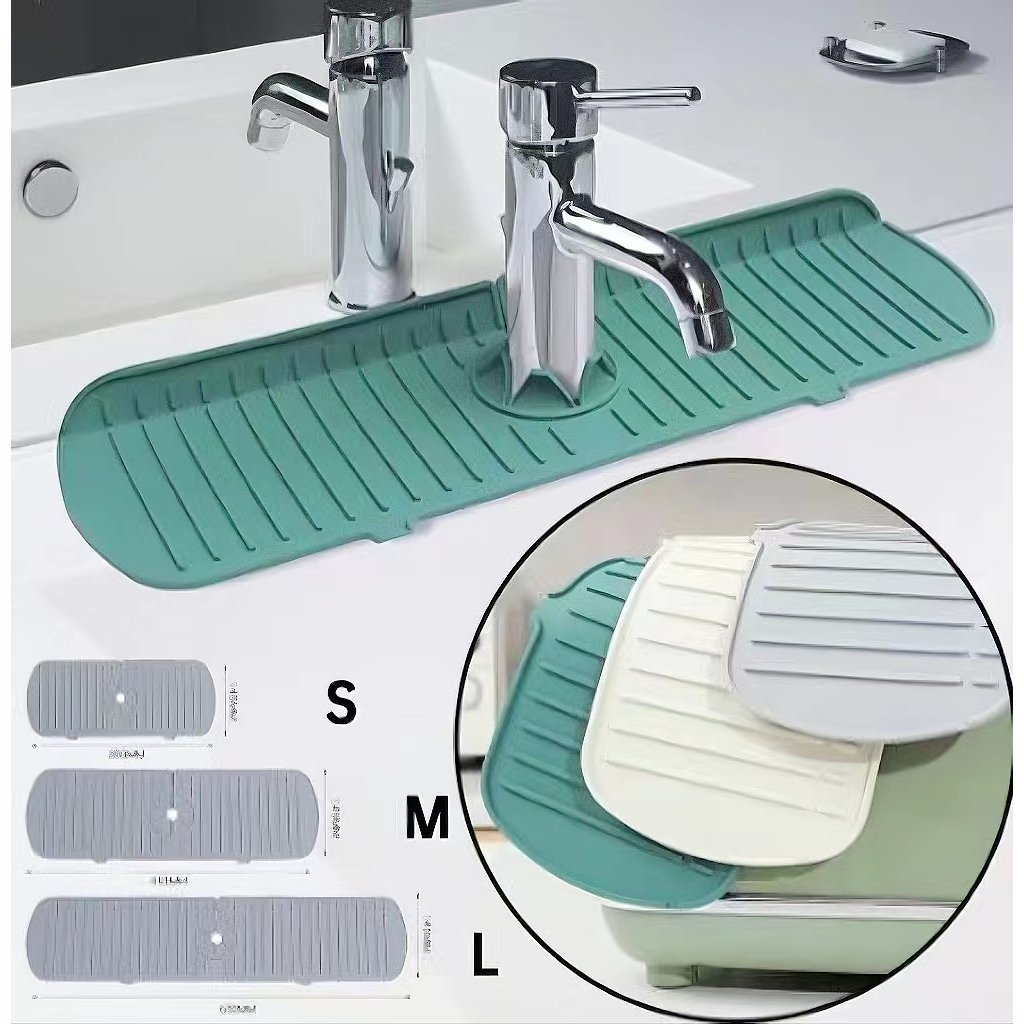 61cm Silicone Faucet Handle Drip Catcher Tray Kitchen Guard Mat Easy