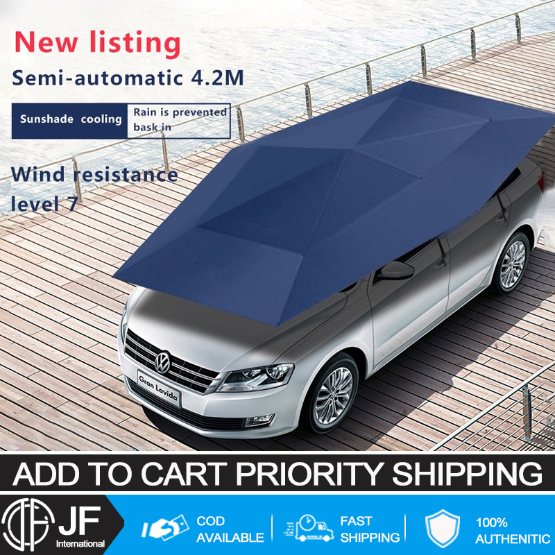 4.2M Semi Auto Car Sun Shade Umbrella Tent Detachable Multifunctional Car Roof Umbrella Sunshield