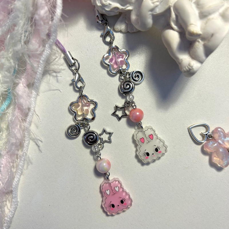 ૮꒰ ˶• ༝ •˶꒱ა cute bunny phone charm/ keychain made by:liliycartt ...