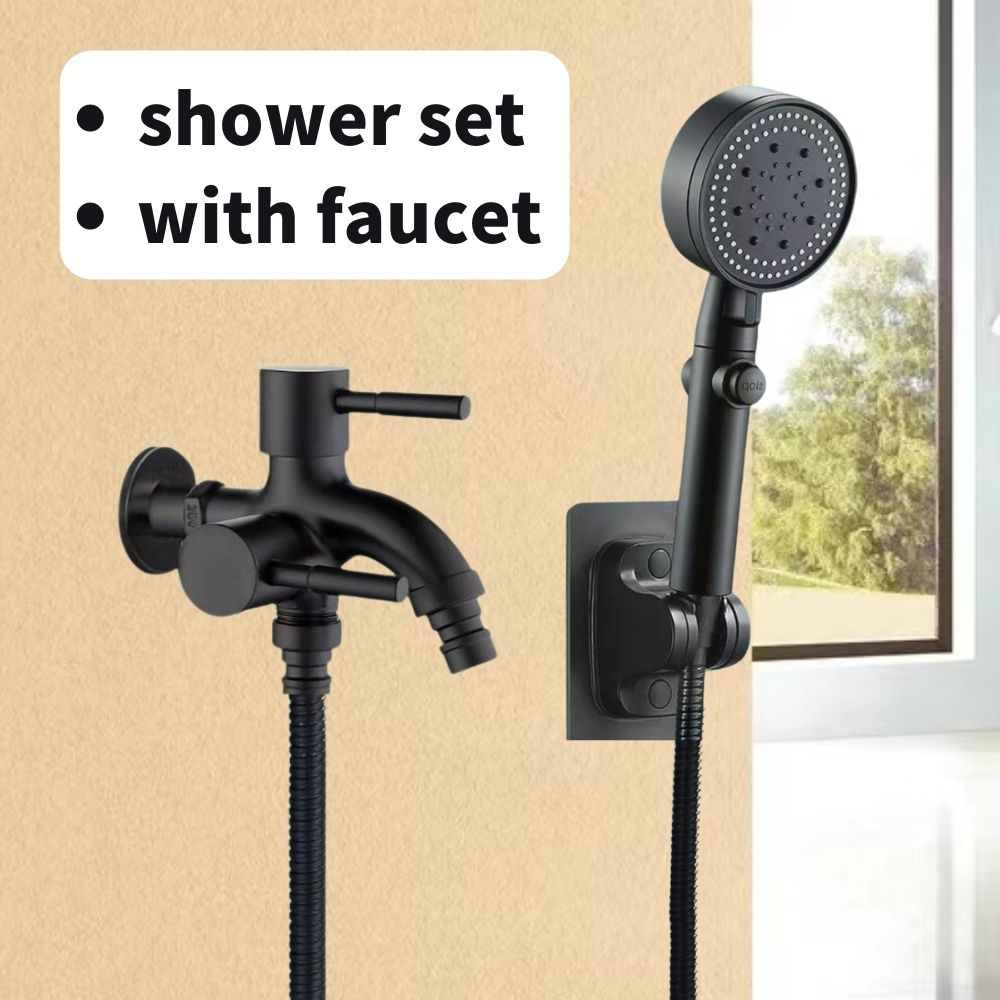 4in1 Black Shower Head Set 5-speed Booster Shower with Hose | Shopee ...