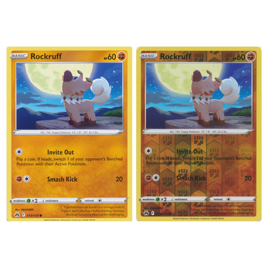 Rockruff 073/159 - Regular Rev Holo Common - Crown Zenith (CRZ ...
