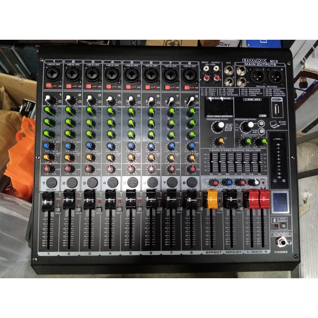IMIX Newest Audio Mixer MC6 with 2AUX USB BT EQ Individual Phantom