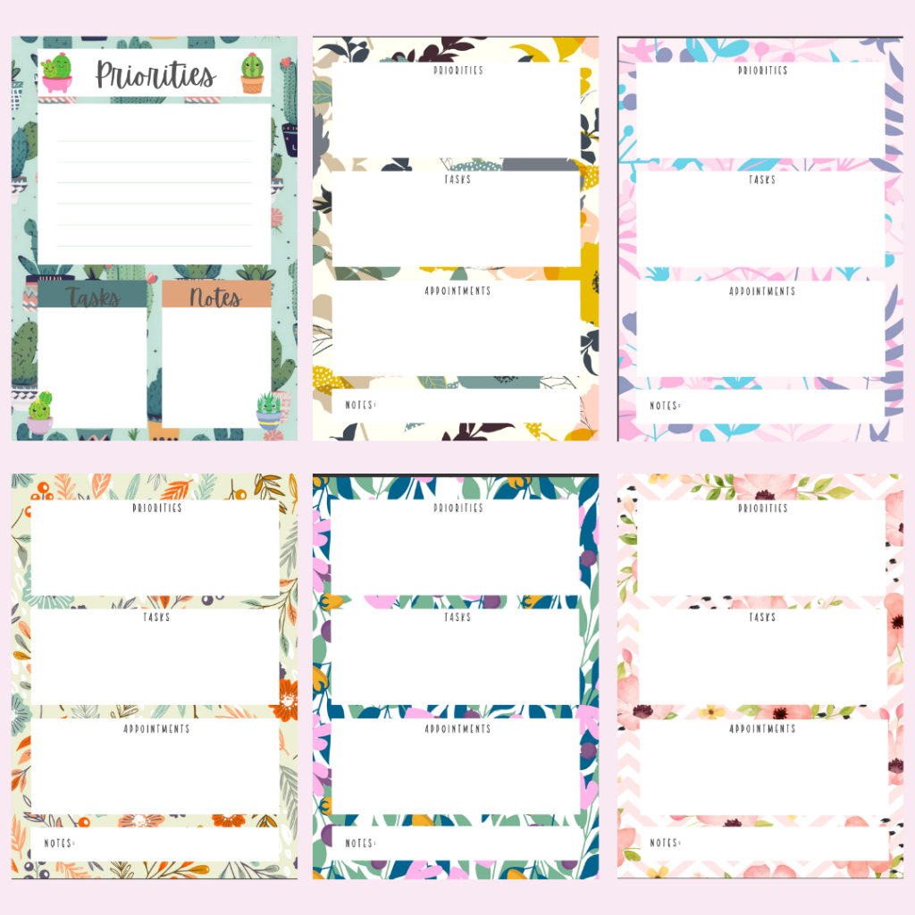 Notepads Memo Pads Floral 50 Pages Productivity Tasks Note Pads 50pcs ...