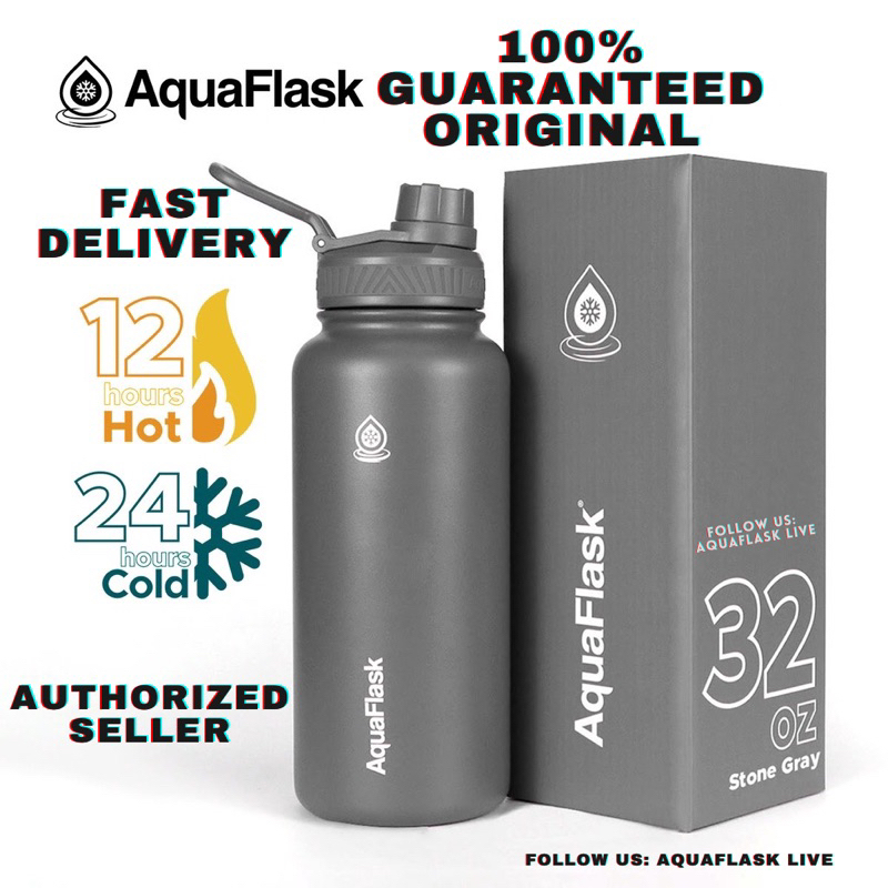 Aquaflask (32oz) STONE GRAY Wide Mouth Vacuum Insulated Stainless Steel ...