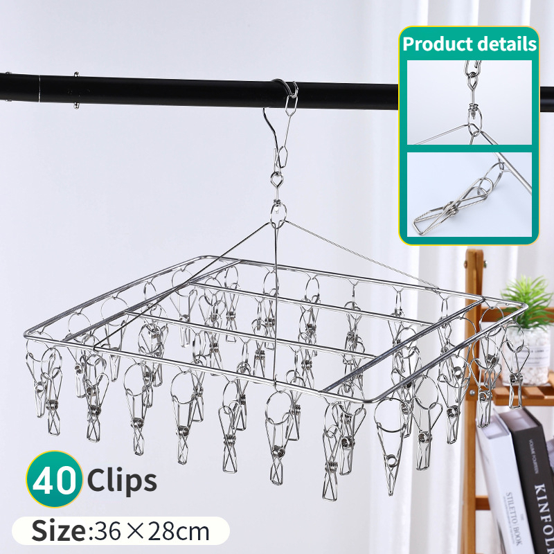 62/50 Clips Drying Racks Hanger Stainless Steel Clothes Hanger Clips ...