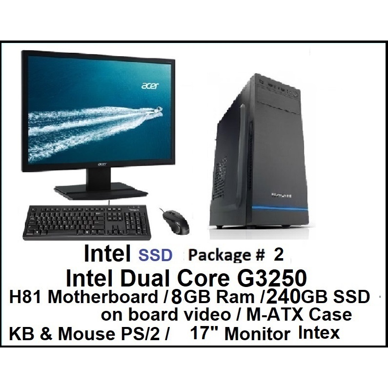 Intel Dual Core G3250 3.2Ghz DIY Desktop PC with 18.5