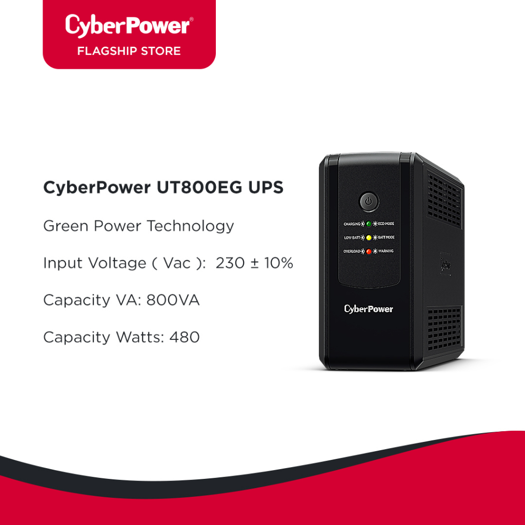 Cyberpower UPS UT800EG 800VA 480W Green 2 Year WA For Battery | Shopee ...