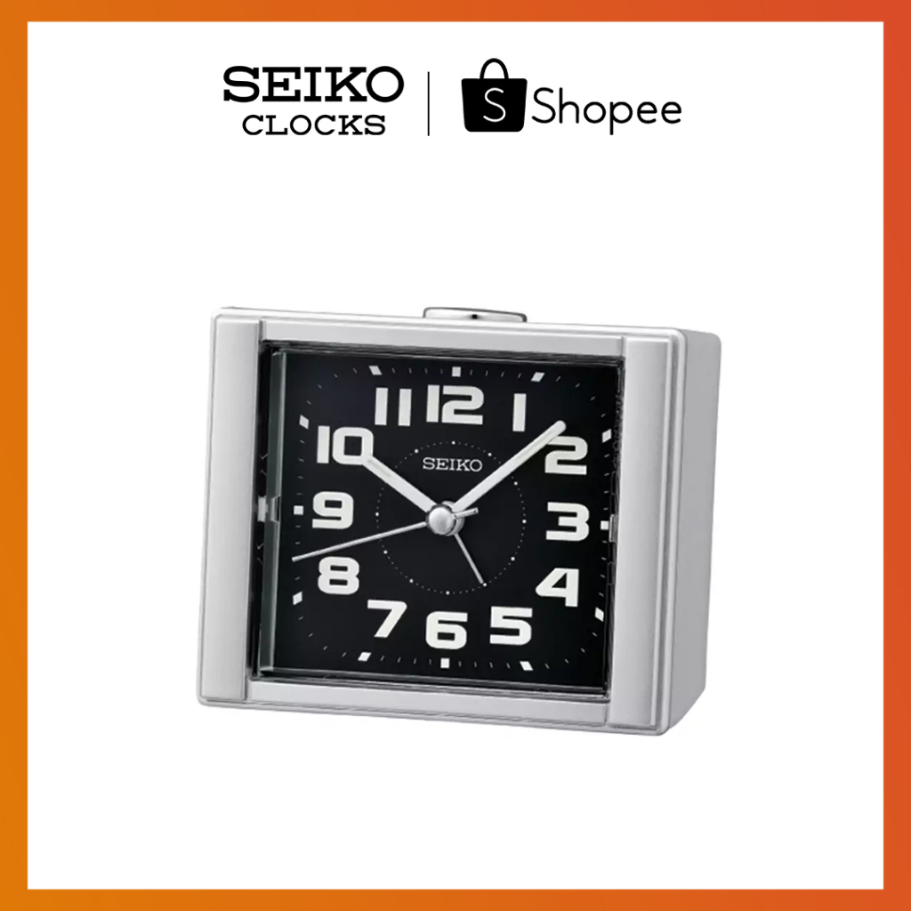 SEIKO ALARM CLOCK, QHE189A, Silver Case, Quiet Sweep Seconds Hand, Lumibrite Hands and Markers
