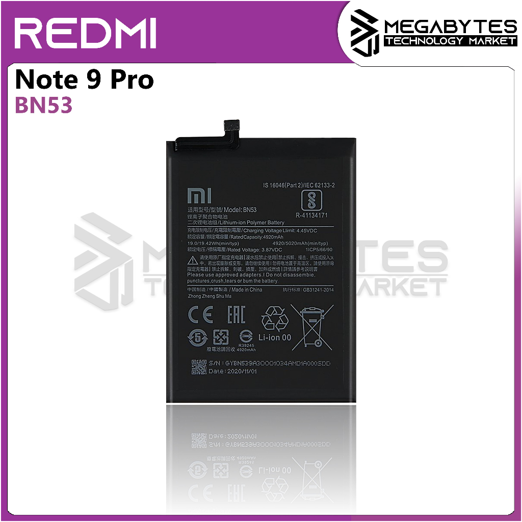 Original Battery for Redmi Note 9 Pro Model M2003J6B2G BN53 | Shopee ...