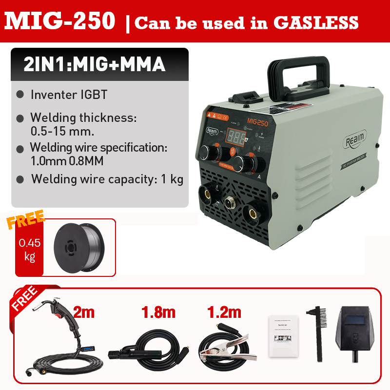 【REAIM】MMA Welding Machine Inverter MIG 250 ZX7 285 Portable Tig Welder IGBT DC ARC Welder Mig