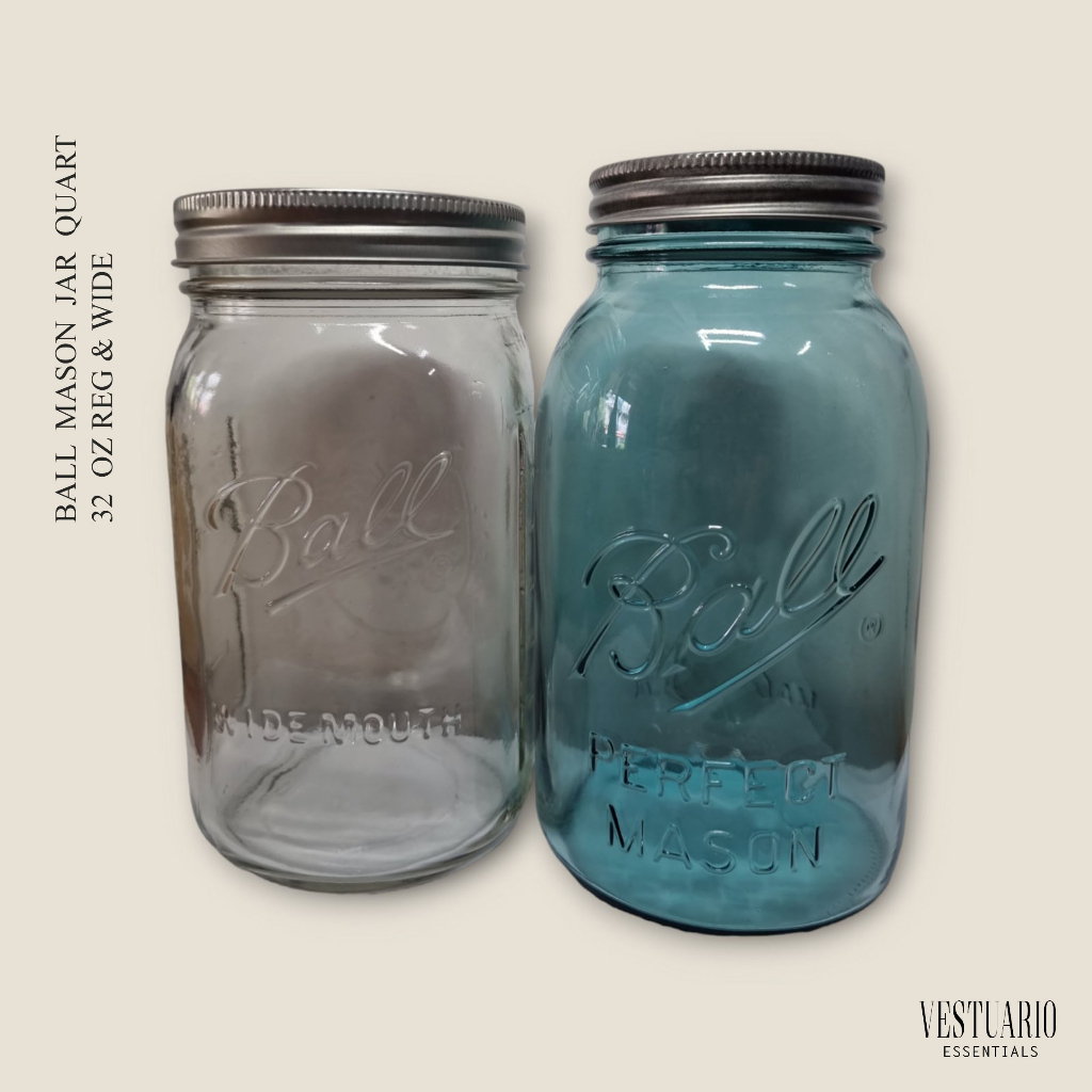 Ball Mason 32 oz Quart Wide / Regular Mouth Jars with Lids and Bands ...