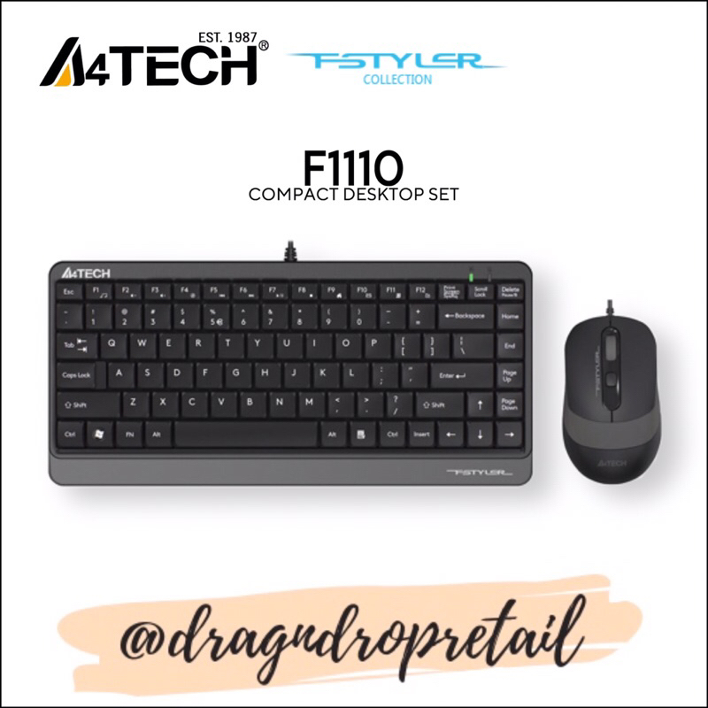 A4TECH FSTYLER F1110 Wired Compact Desktop Set Mini Keyboard and Mouse
