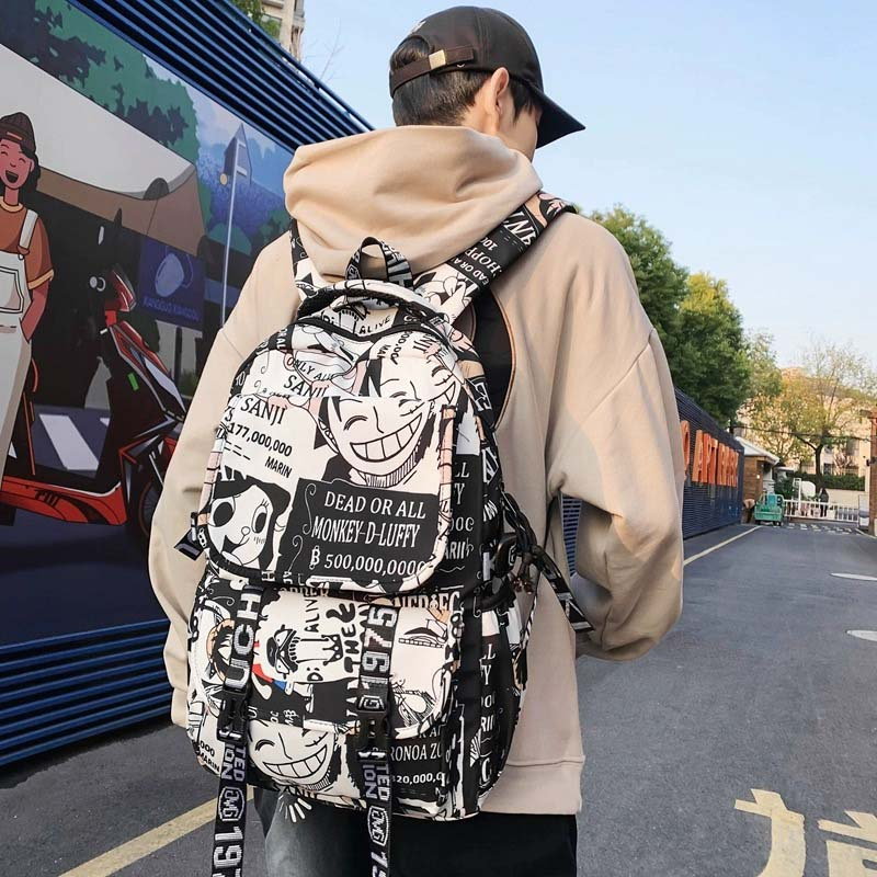 Anime One Piece Backpack for School Waterproof Packbag Napsack Canvas Large Capacity Knapsack