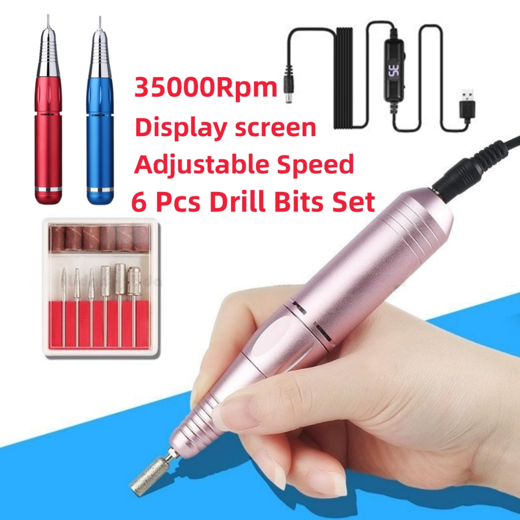 〖6 Pcs Drill Bits Set〗Professional Nail Grinding Machine 35000 RPM