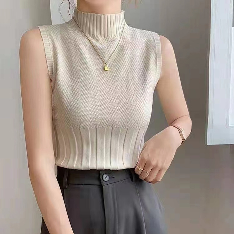 Elegant Classy Turtleneck Knit Sleeveless Top for Women 6125 | Shopee ...