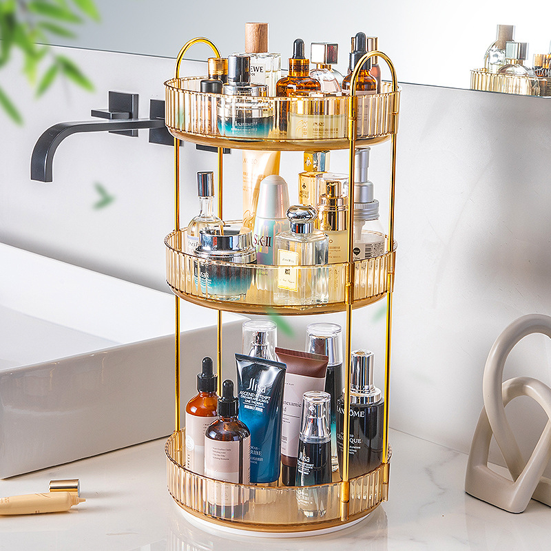Transparent 360 Rotating Acrylic Organizer Spice Rack Cosmetics Beauty ...