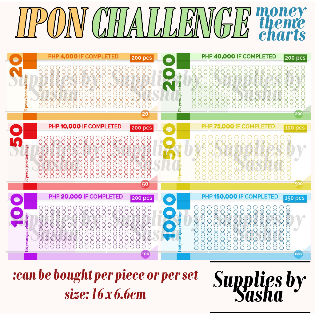 PESO BILLS IPON CHALLENGE CHART printed Money Themed Ipon Challenge Charts Shopee Philippines