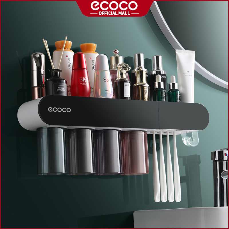 Ecoco Toothbrush Holder with Cups Wallmounted Toothpaste