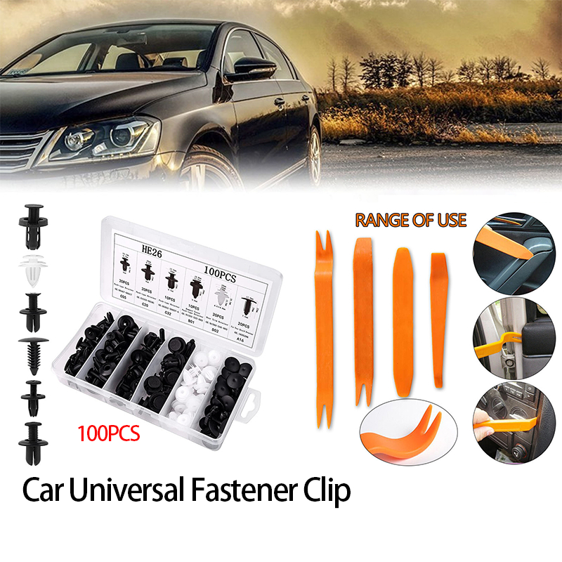 100Pcs Auto Fastener Clip Car Body Push Retainer Pin Rivet Bumper Door ...