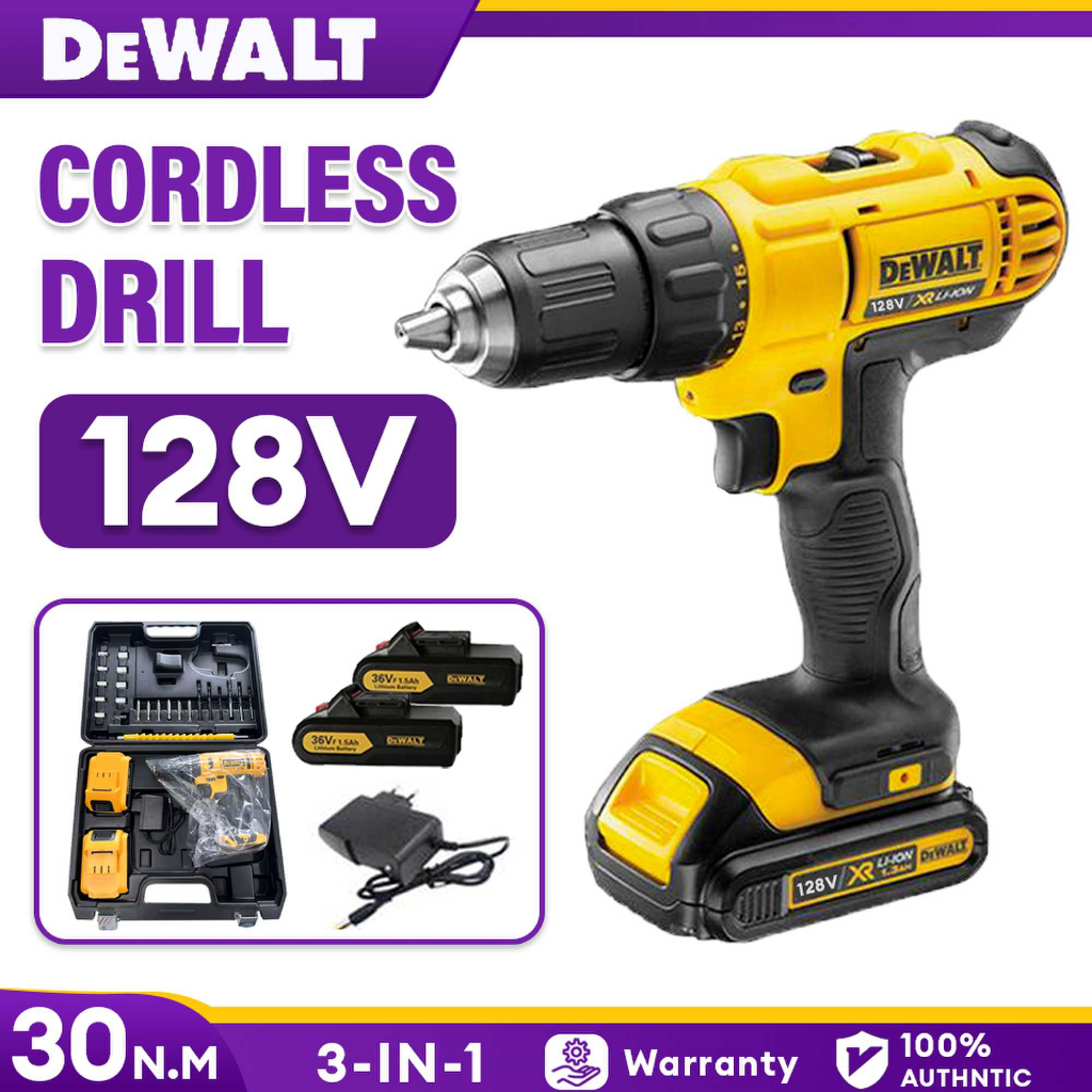 DeWalt Cordless Drill Electric Hammer Impact Wrenches 128V 2 Battery ...