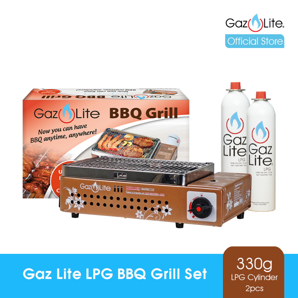Gaz Lite Barbecue Grill With 2pcs 330g Liquefied Petroleum Gas (Lpg