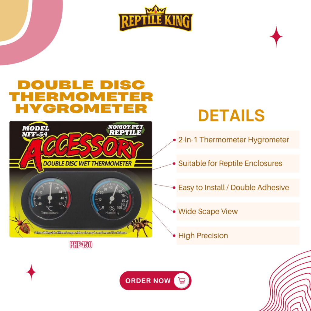 Analog Double Disc Thermometer & Hygrometer for Tortoise & Reptile ...
