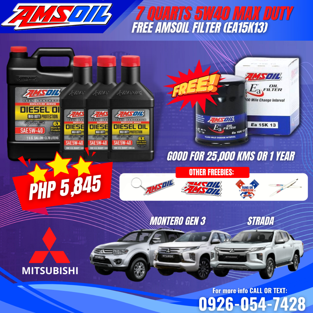 AMSOIL 5W30/5W40 MAX DUTY FOR MONTERO GEN 3/STRADA (FREE AMSOIL FILTER ...