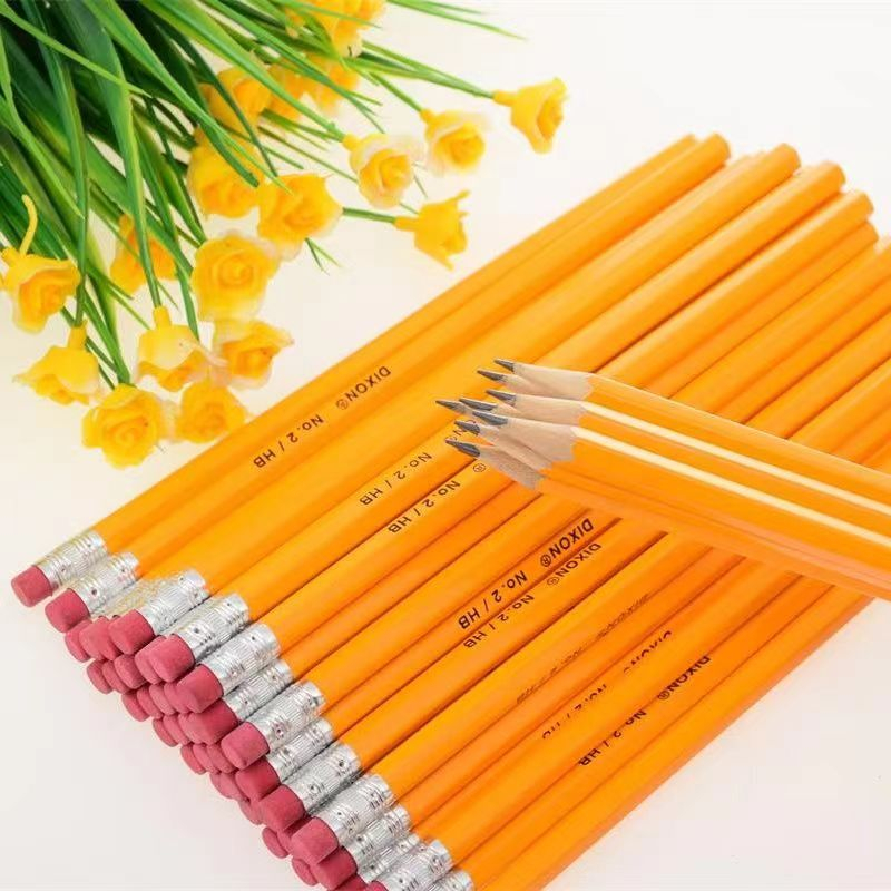 10PCS/Pack HB Yellow Pencil With Eraser Black Stuent Pencils Drawing ...