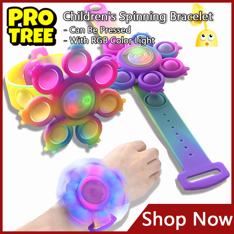 Led Pop It Fidget Spinner Fidgets Toys Anti Stress Wristband Light ...