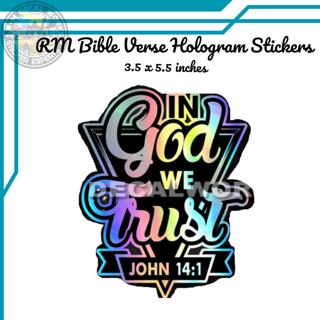 RM RELIGIOUS HOLOGRAM STICKER CAR MOTORCYCLE BIBLE VERSE DECAL