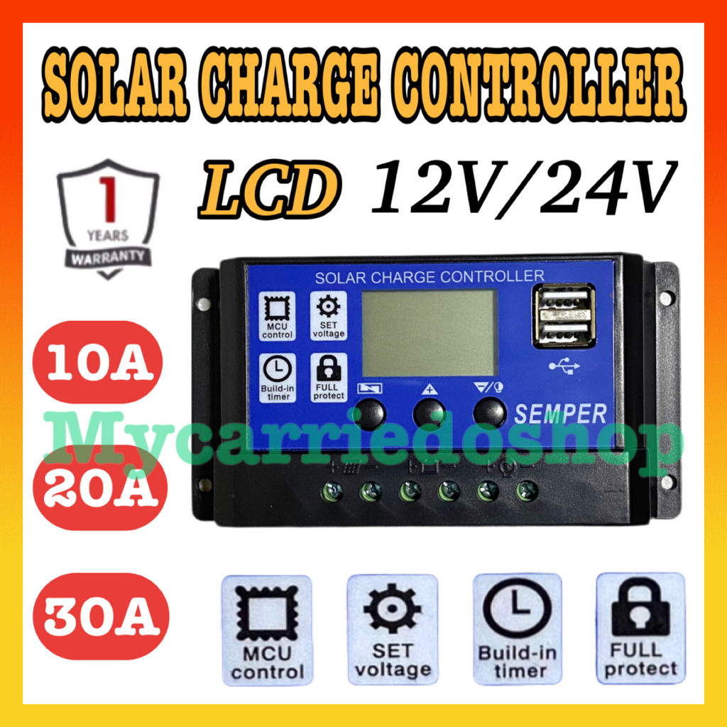 Solar Charge Controller 30A 20A 10A 12V/24V Battery Regulator Solar ...