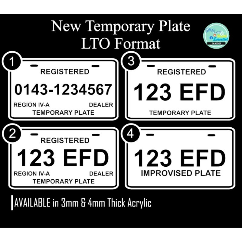 Temporary Plate Number LTO Format 3mm/4mm | Shopee Philippines