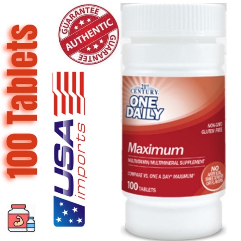 One Daily, Maximum, Multivitamin Mineral Supplement, 100 Tablets ...