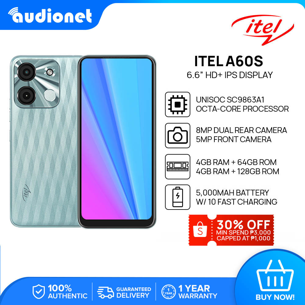 ITEL A60s Smartphone 4GB RAM 64GB/128GB Battery 5000mAh Battery HD+  Android 12 NEW