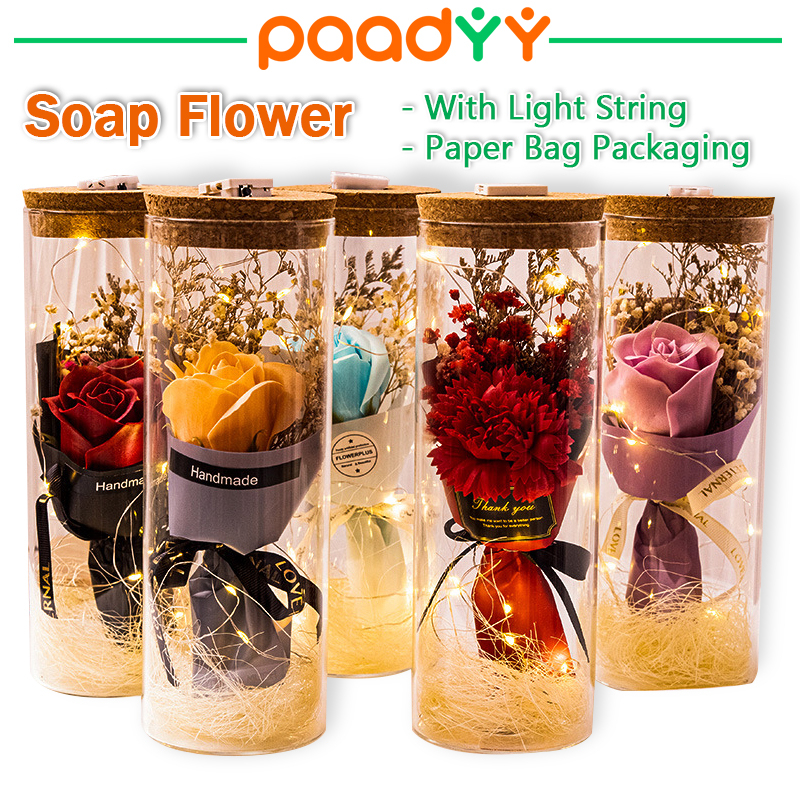 Artificial Rose Flower Soap Rose Mini Flower Bouquet for gift In Glass